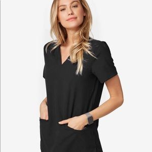 Figs 3 pocket scrub top, Black, Size Medium